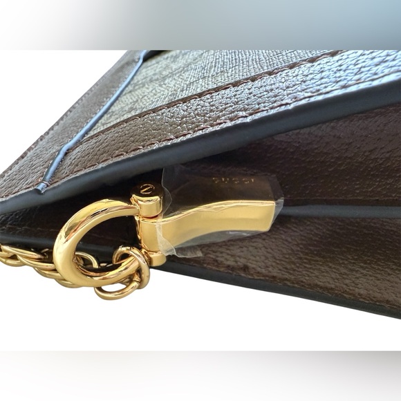 Designer Inspired Brown and Beige Clutch with Green and Red Stripe - Picture 6 of 8